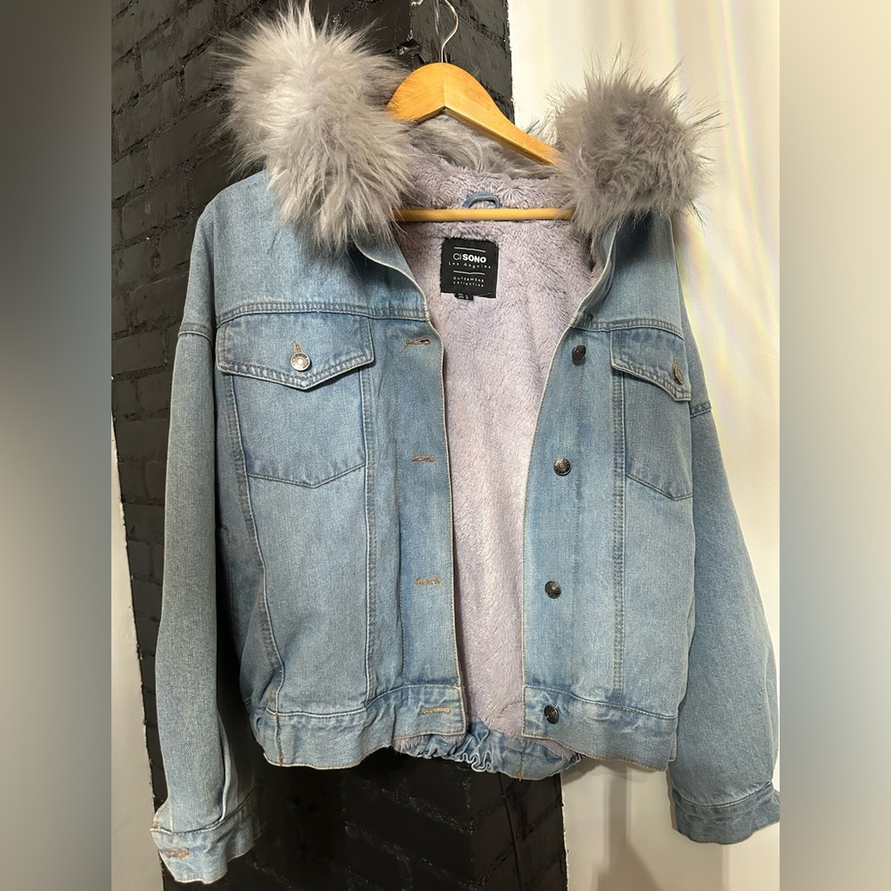 Fur lined jean jacket